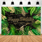 Grün Und Gold Blätter Glücklich Geburtstag Backdorp Für Party